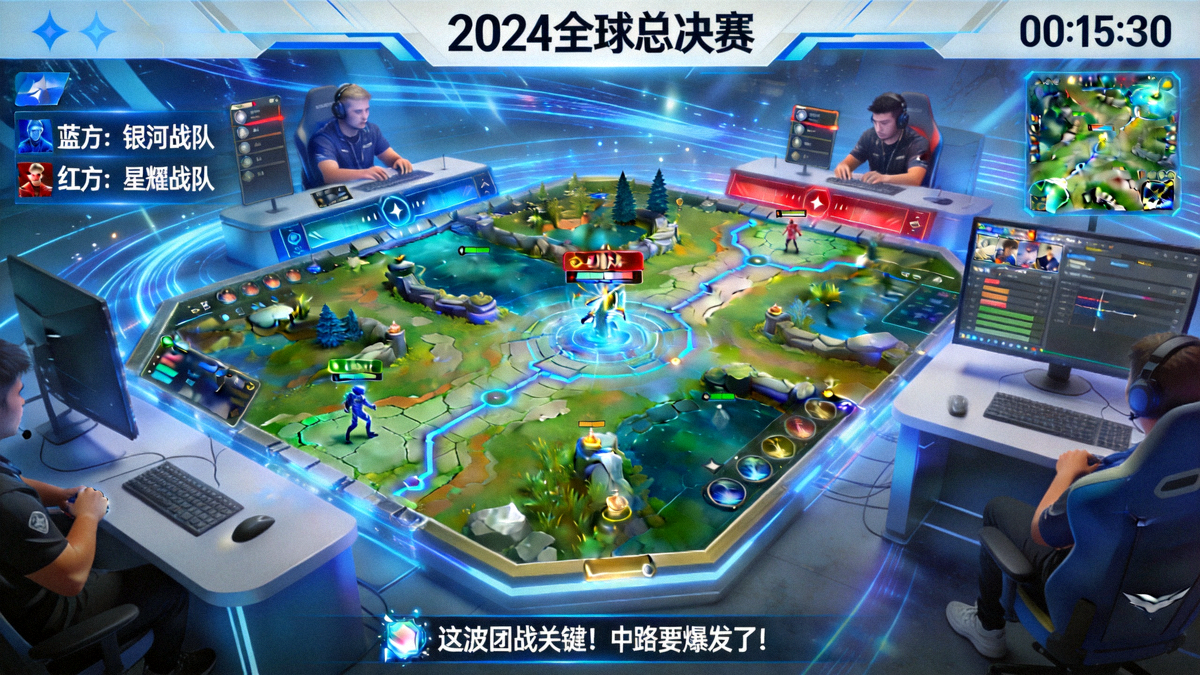 电竞战术动态拆解沙盘正在直播的职业联赛对局画面